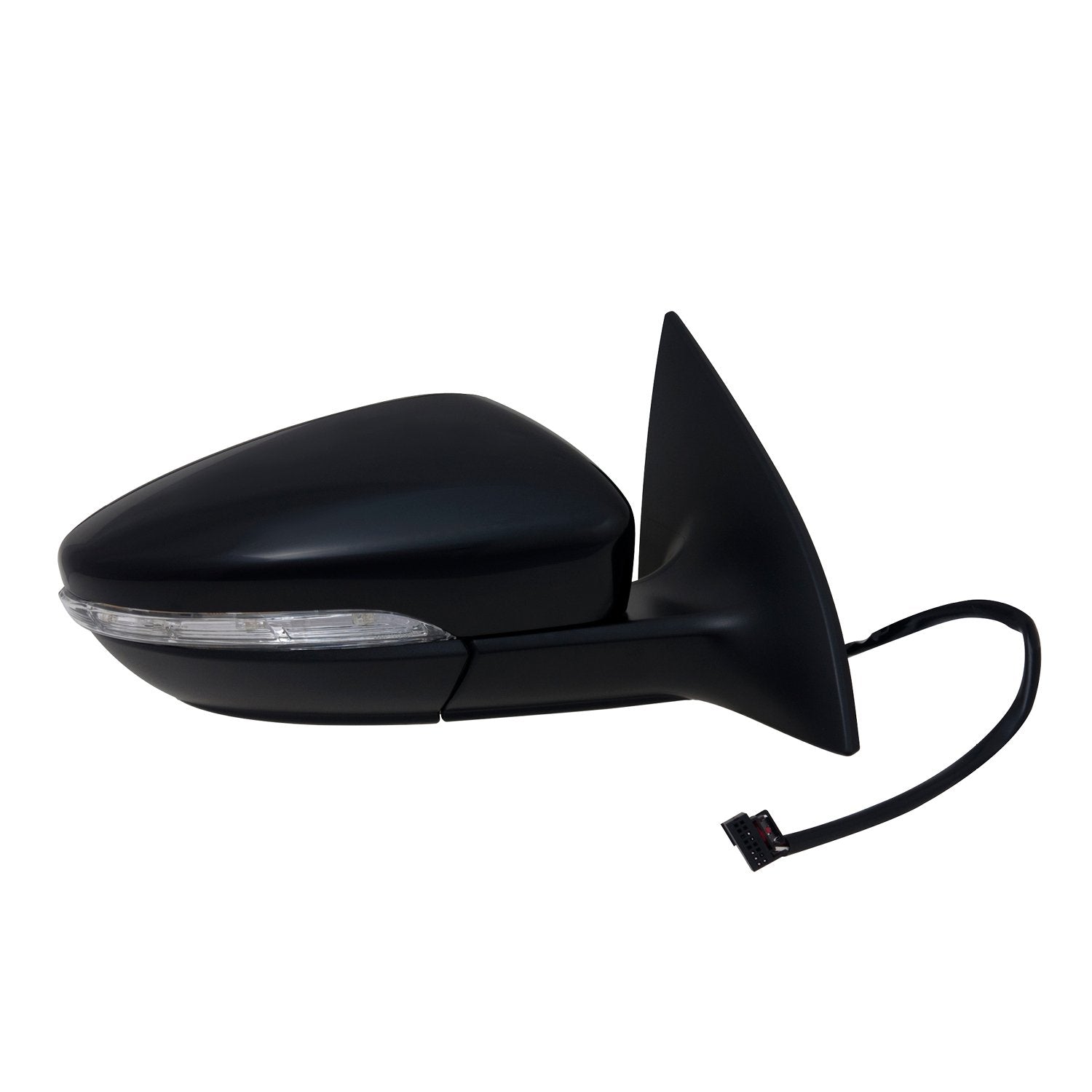 Fit System Mirror Passenger Side for Volkswagen Passat CC, Textured Black w/PTM Cover, w/Turn Signal, Puddle lamp, Memory, Power Folding, w/o auto dimming, Heated Power
