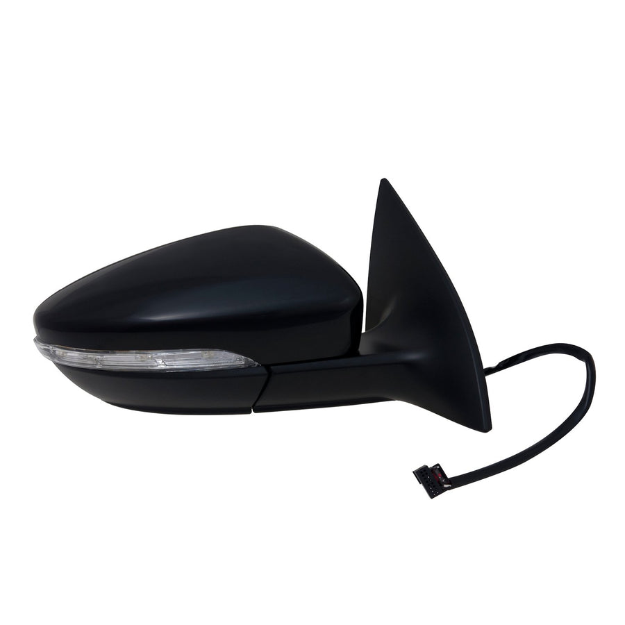 Fit System Mirror Passenger Side for Volkswagen Passat CC, Textured Black w/PTM Cover, w/Turn Signal, Puddle lamp, Memory, Power Folding, w/o auto dimming, Heated Power