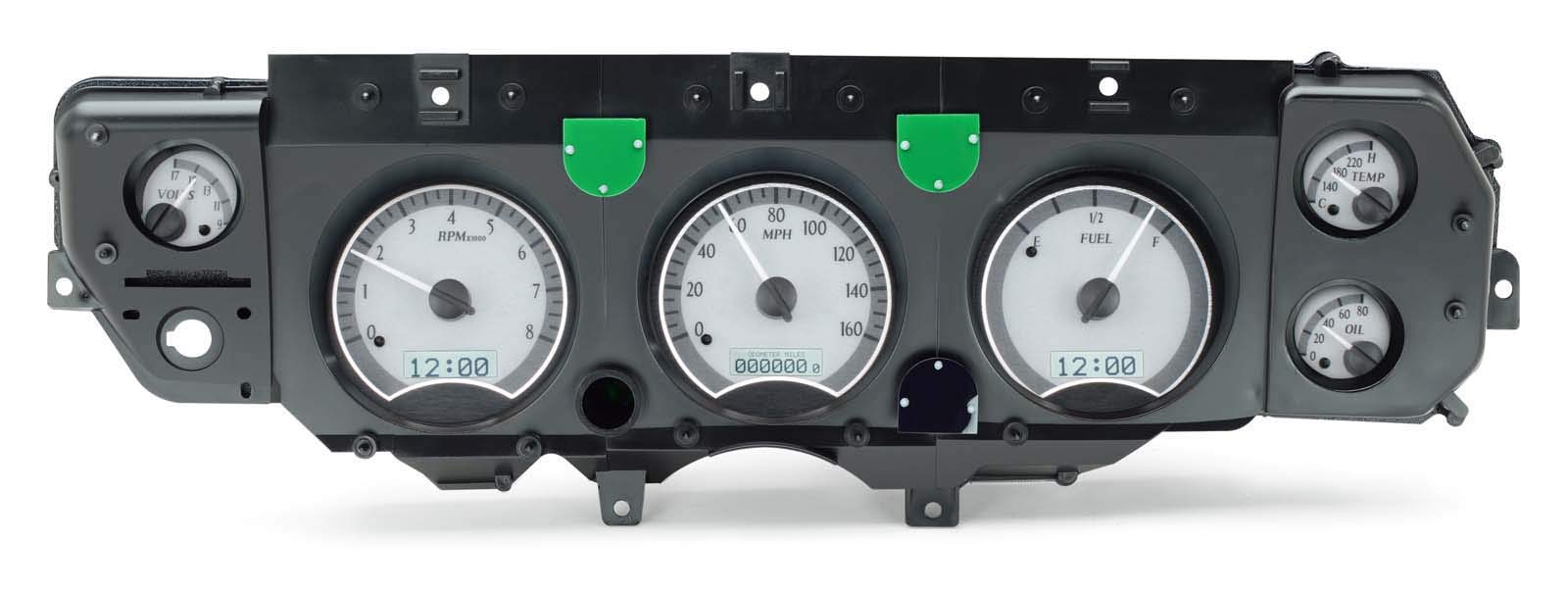 Dakota Digital 70-72 Chevy Chevelle SS EL Camino VHX-70C-CVL-S-W Analog Dash Gauges Silver Alloy White