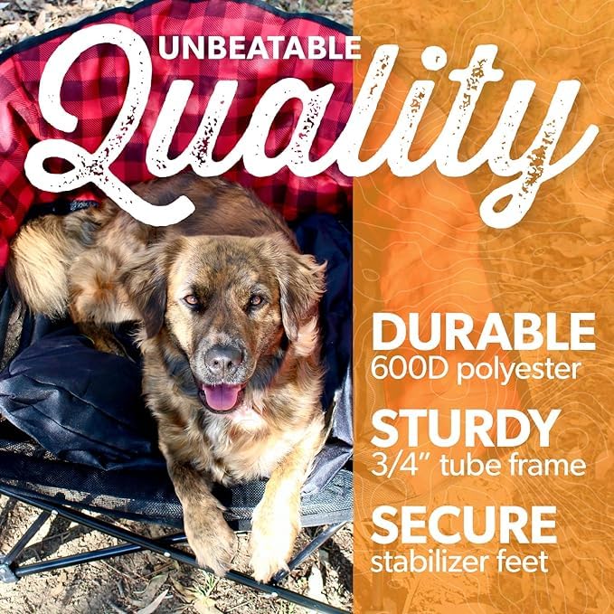 Kuma Lazy Bear Outdoor Gear Dog Bed with Carry Bag, Ultimate Portable Luxury Outdoor Dog Bed for Camping, Glamping & Outdoor Adventures (Heather Grey)