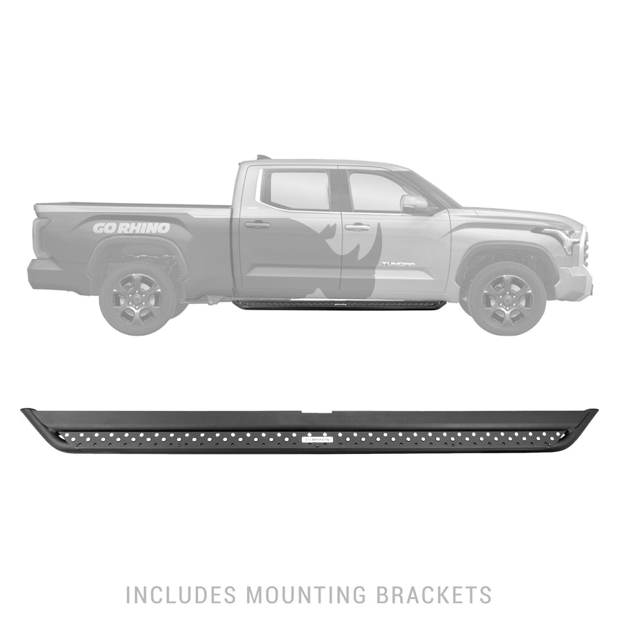 Dominator Xtreme Go Rhino DSS Sidestep & Brackets | Mild Steel, Textured Black | DSS4436T | Fits 2022-2024 Toyota Tundra Crew Max Pickup