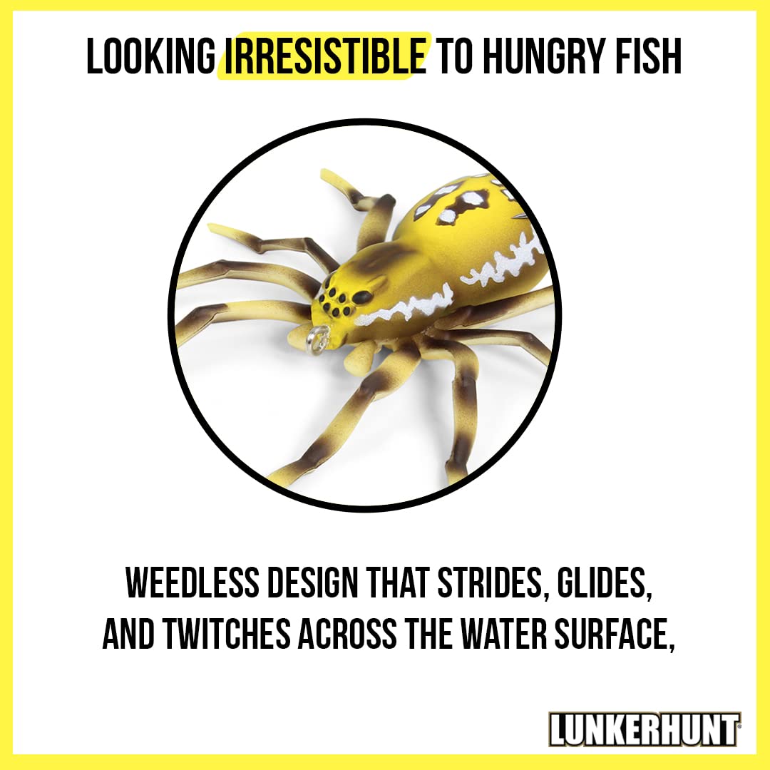 Lunkerhunt Spider Phantom Lure | Most Realistic Topwater Fishing Bait with Self-Righting Ballast for Natural Walking Action | Hollow Body Weedless Hooks for Bass Fishing (Six Spot)