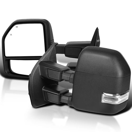 Spec-D Tuning Heated Power Tow Mirrors w/Temperature Sensor + LED Signal Compatible with 2017-2019 Ford F250 F350 F450 Super Duty Left + Right Pair