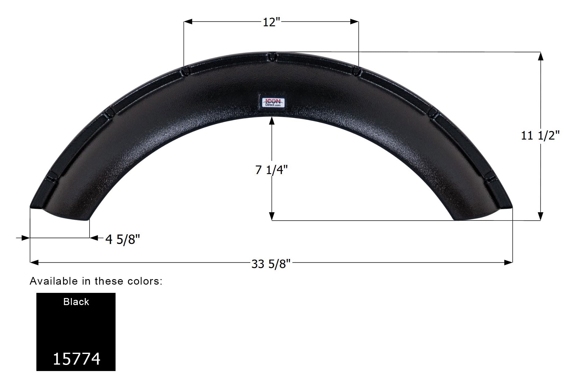 Single Axle Fender Skirt ICON 15774 for Forest River - Black