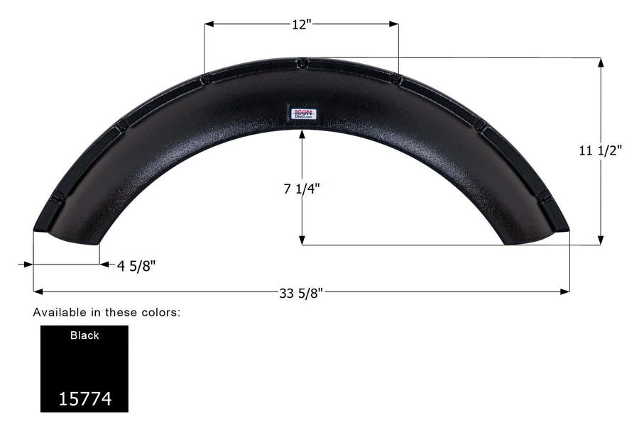 Single Axle Fender Skirt ICON 15774 for Forest River - Black