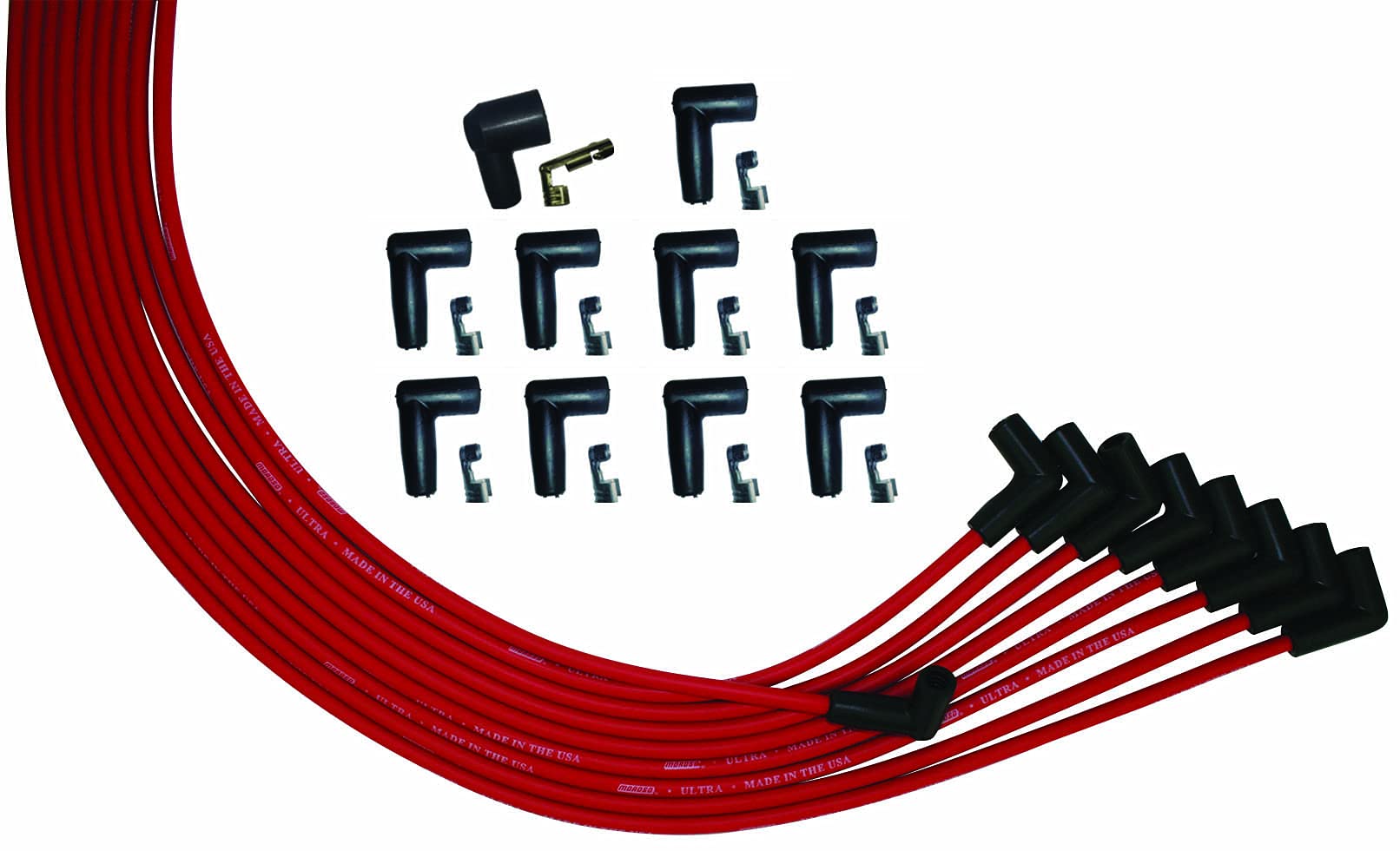 Ultra Series Moroso Universal V8 Red Spark Plug Wires, Straight Plug Ends
