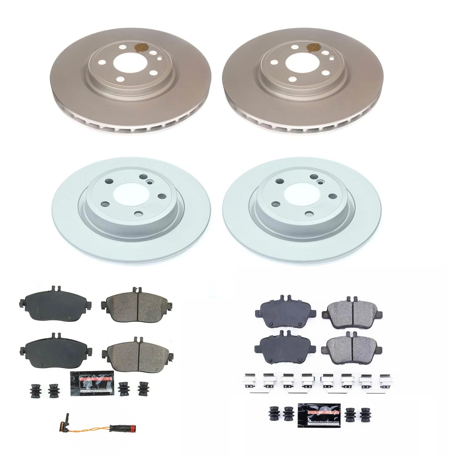 Power Stop Z17 Coated Rotor Kit CRK7389 - Front and Rear Coated Brake Rotors, Ceramic Brake Pads