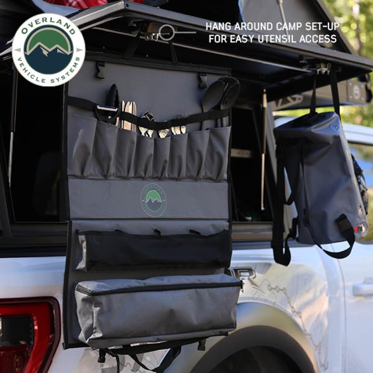 Overland Kitchen Kit - Overland Vehicle Systems - 24 Piece Cooking and Utensil Kit, Hanging Carrying Case - Premium Polycotton Ripstop Material - for Camping, Picnics, and Outdoor Adventures