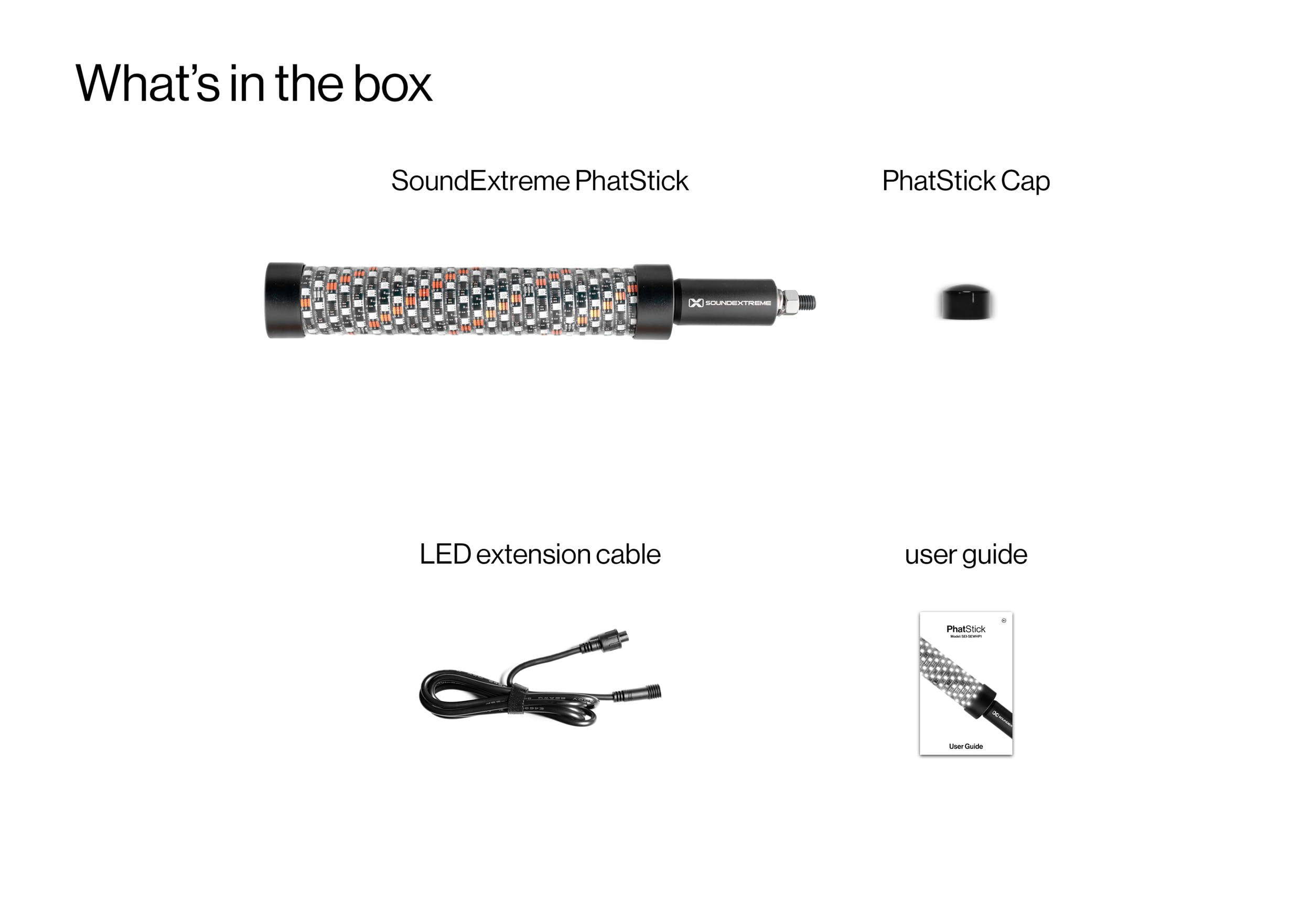 PhatStick by ECOXGEAR SoundExtreme 1FT Spiral LED Whip Light and Quick Release Magnetic Whip Mount Waterproof Dirt Proof LEDCast Compatible