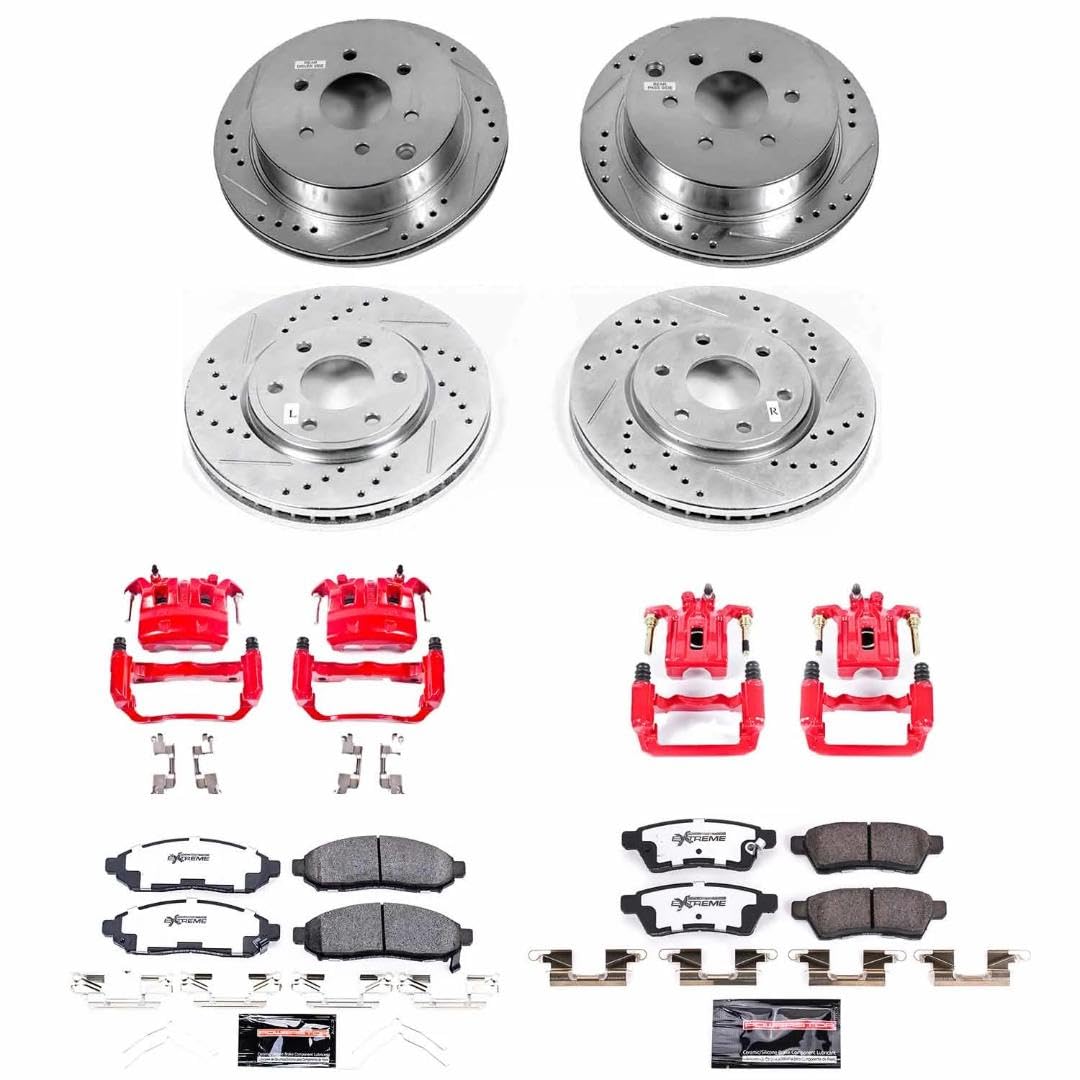 Power Stop Z36 Truck & Tow KC8357-36 Front and Rear Brake Kit-Rotors, Carbon Ceramic Brake Pads, Calipers For Nissan Frontier 2016-2019 [Model Specific]