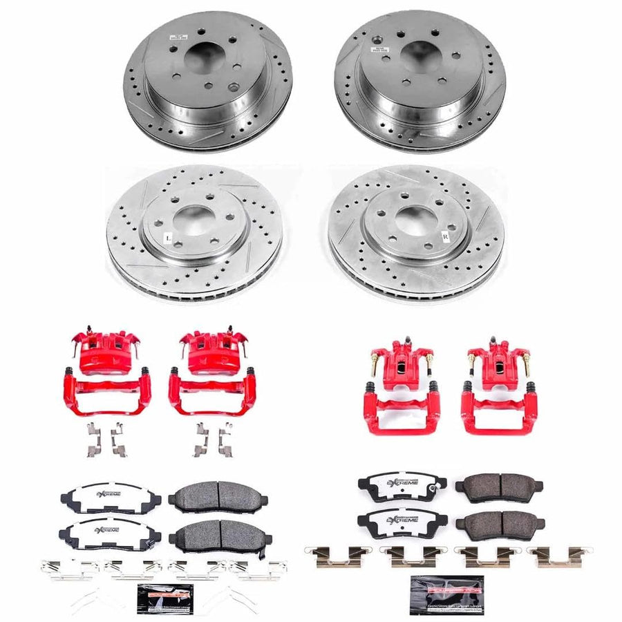 Power Stop Z36 Truck & Tow KC8357-36 Front and Rear Brake Kit-Rotors, Carbon Ceramic Brake Pads, Calipers For Nissan Frontier 2016-2019 [Model Specific]