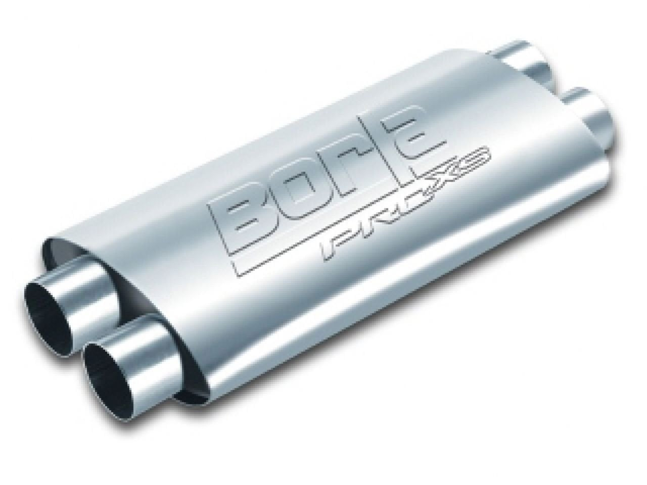 BORLA ProXS 400287 Muffler 2.25" Dual Inlet/ 2.25" Dual Outlet, 4" x 9.5" Oval, 19" Long Body, 24" Overall Length. Internal X-Pipe. Universal Part. Reversible Design.
