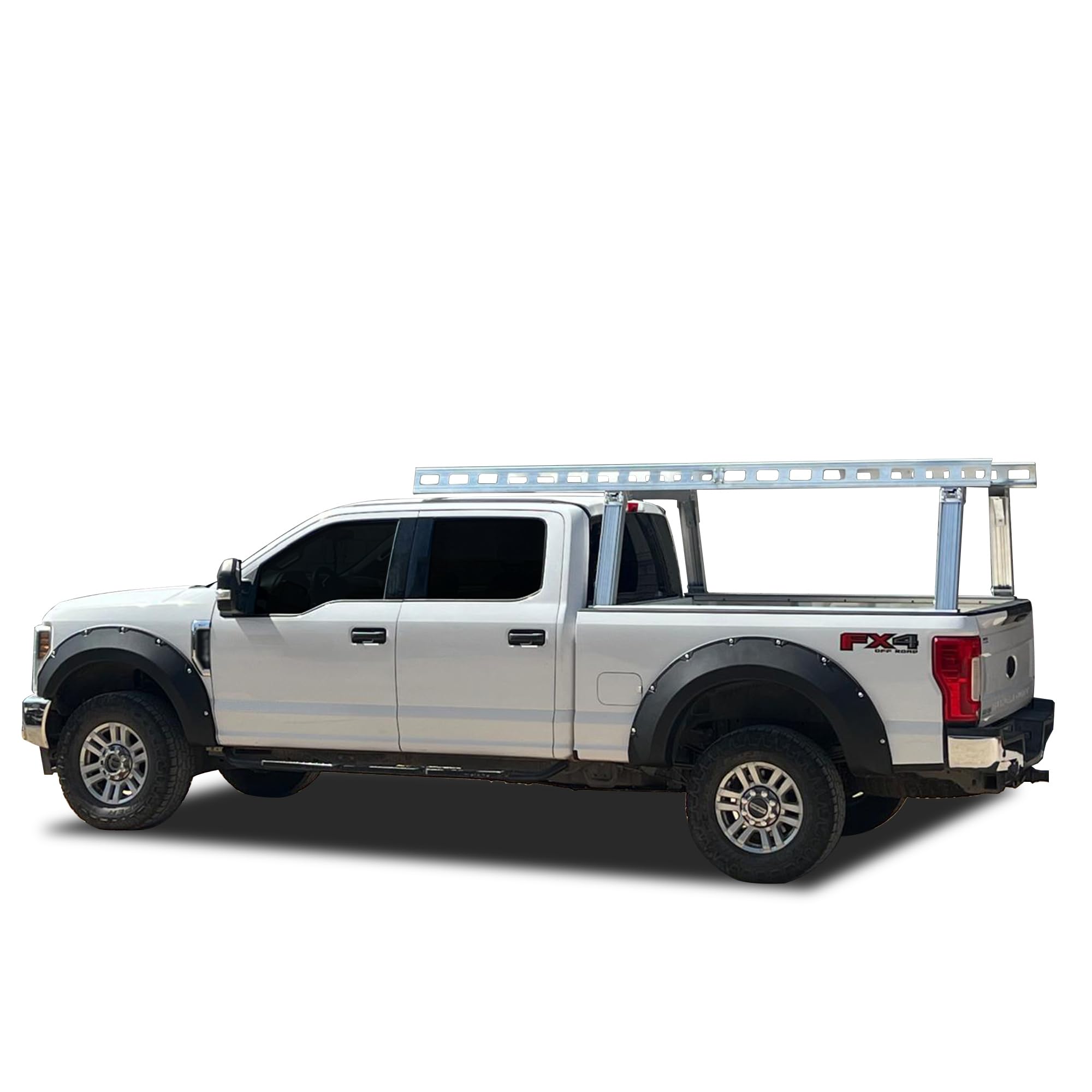 Heavy Duty Black Horse Ladder Rack Over Cab System 6.5' Bed Silver Aluminum Compatible with All 3/4-ton Trucks with 6.4ft to 6.7ft Bed Length Not Compatible with tonneau covers-CSFRHD65
