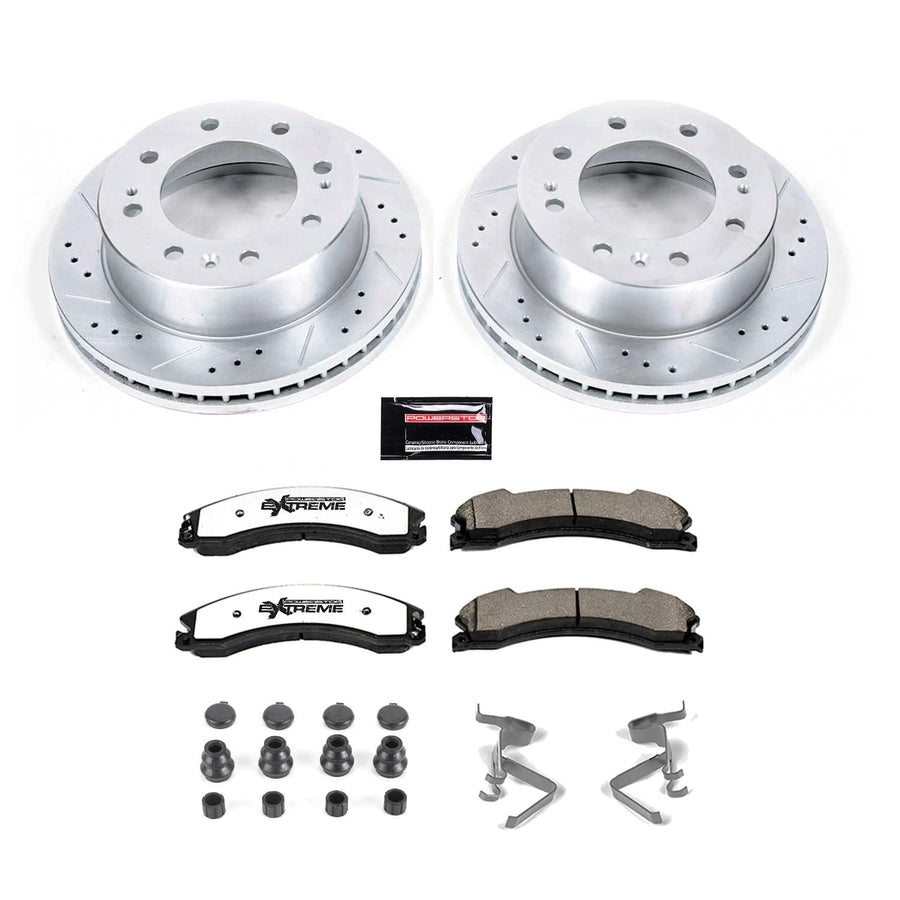 Power Stop Front Brake Kit For Chevrolet Silverado 2500 HD 2012 2013 2014 2015 2016 2017 2018 2019 - Truck & Tow Carbon Fiber Ceramic Brake Pads & Drilled and Slotted Rotors Replacement, K6258-36