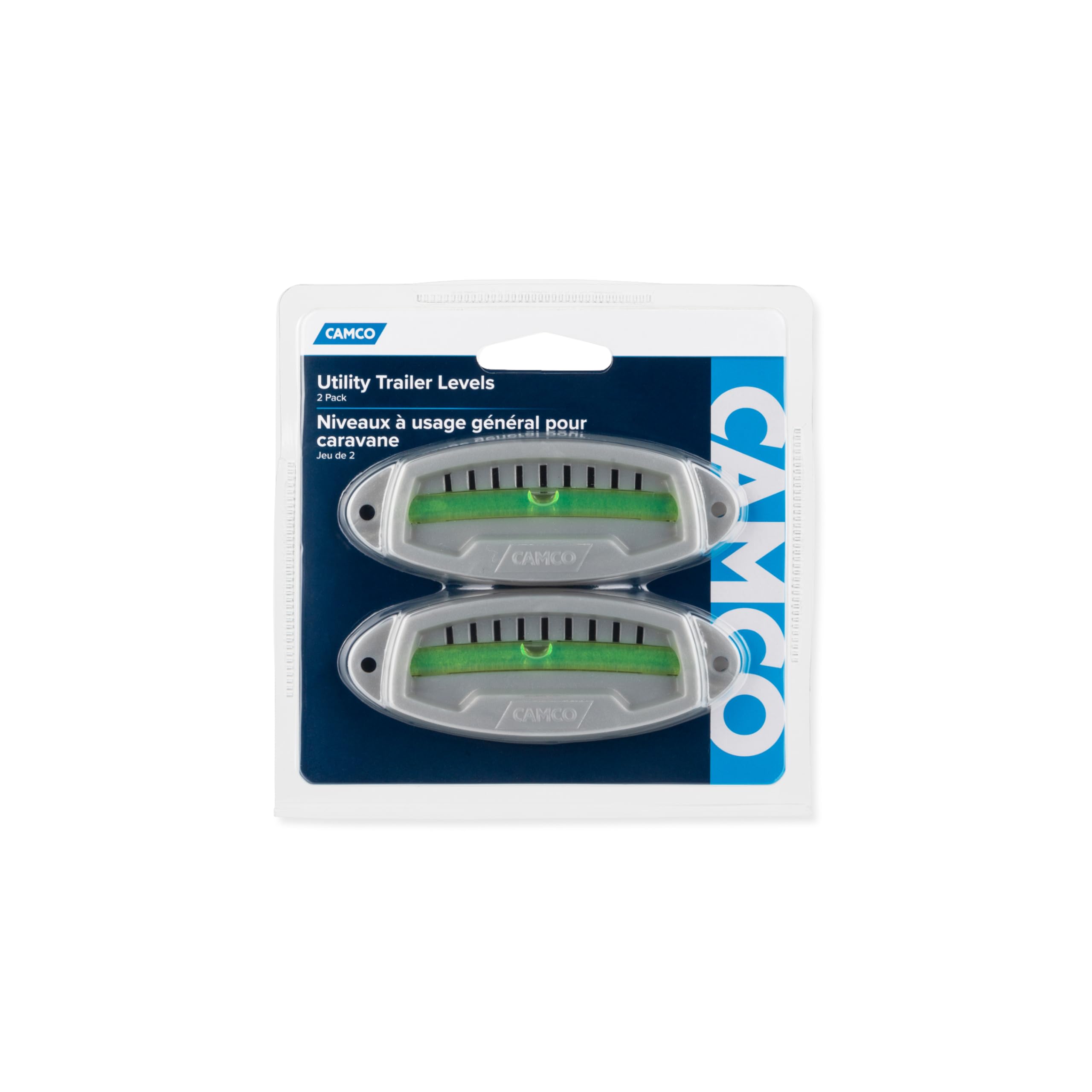 Camco Bubble Levels Utility Trailer - Features Graduated Markings for Easy RV Leveling - Easy Install w/Screws or Self-Adhesive Tape - 2-Pack (25503)
