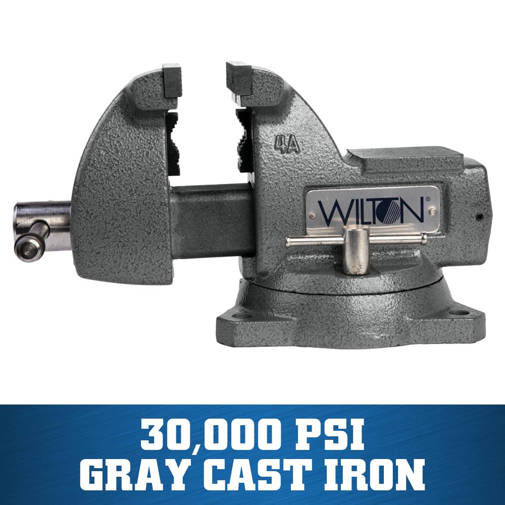 Wilton 4" Jaw Width Mechanics Bench Vise, 4-1/2" Jaw Opening, 3-7/16" Throat (Model 744)