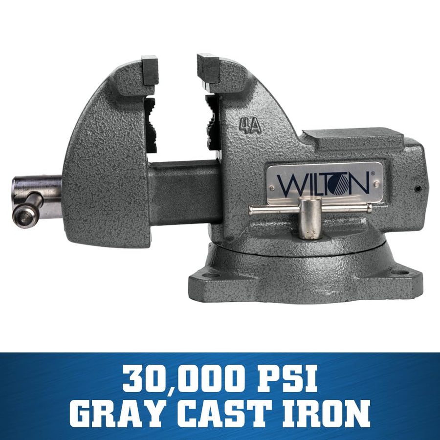 Wilton 4" Jaw Width Mechanics Bench Vise, 4-1/2" Jaw Opening, 3-7/16" Throat (Model 744)