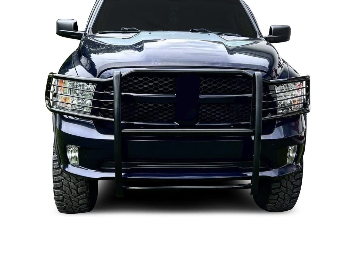 Bumper Guard Modular Black Black Horse Grille Compatible with 09-10 Dodge Ram 1500|11-18 Ram 1500|19-24 Ram 1500 Classic(Excl.Rebel & Warlock Trims)-17DG109MA