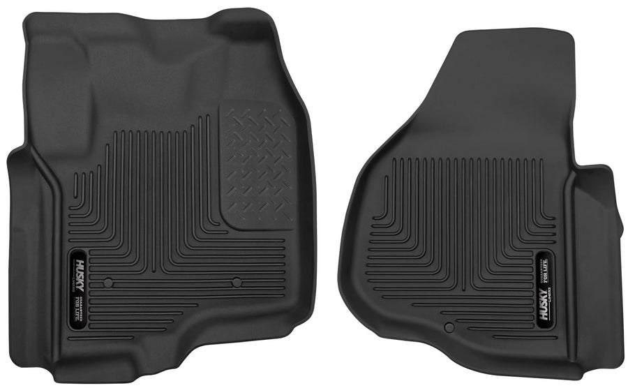 Husky Liners Floor Mats X-act Contour | Fits 2012-2016 Ford F-250/F-350/F-450 SuperCab/Crew Cab Without Manual Shifter with Drivers Side Foot Rest | Front Row, 2-pc Black - 53321