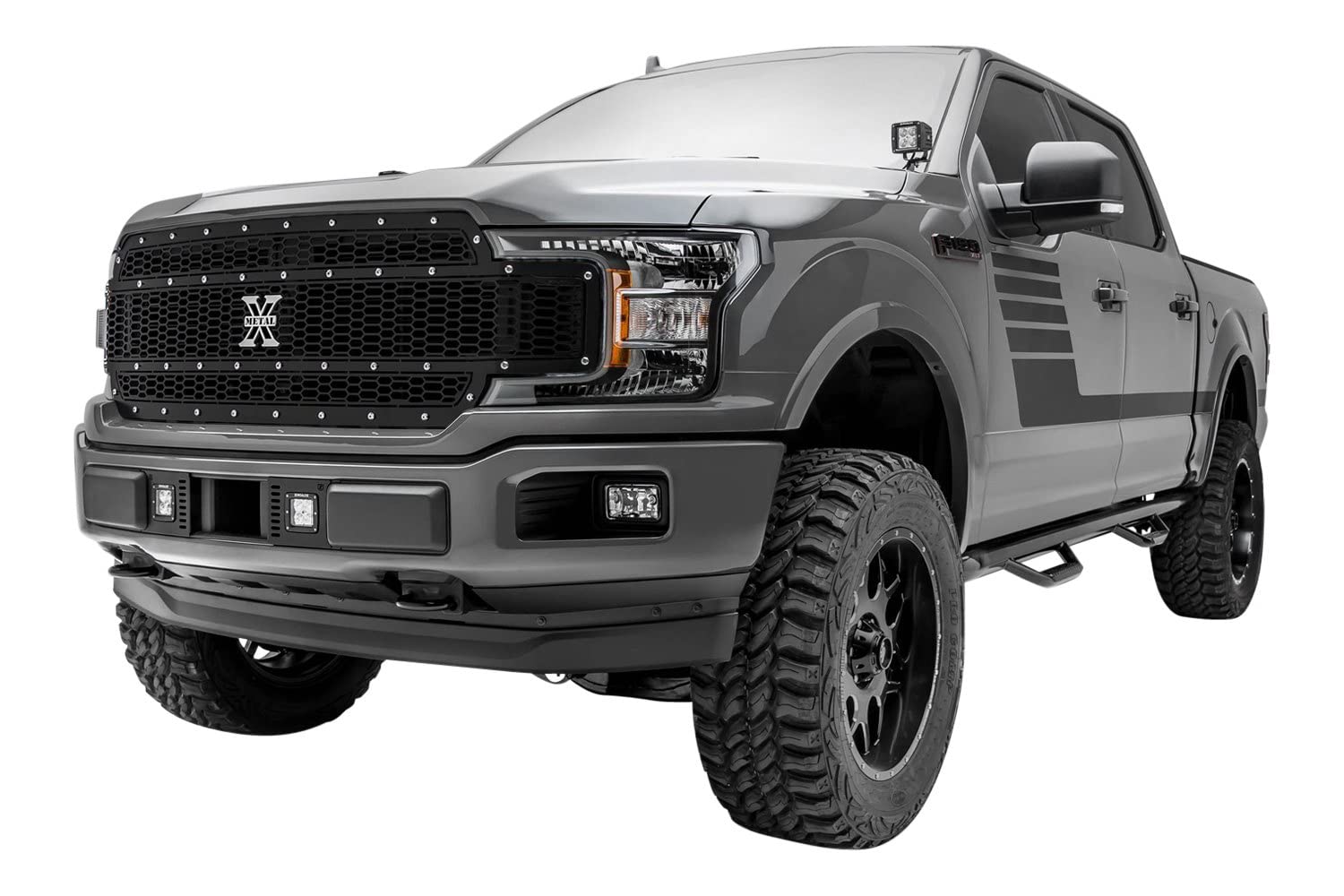 Laser X Grille 2018-2020 F-150, Black, 1 Pc, Replacement, Chrome Studs, Does Not Fit Vehicles with Camera - PN #7715841