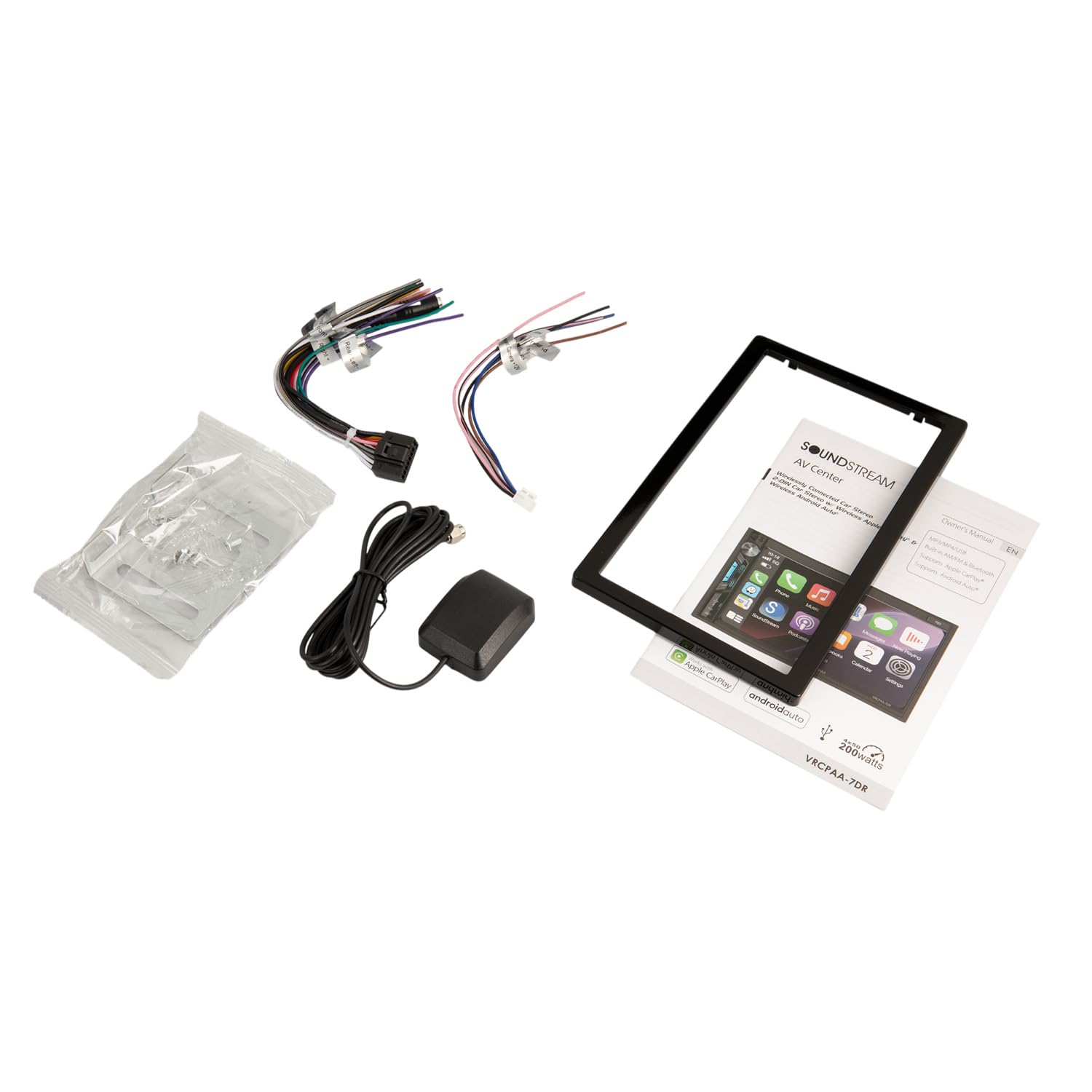 Soundstream 7" VRCPAA-7DR Double DIN Touchscreen Car Stereo, Wireless Apple CarPlay & Android Auto, Bluetooth Hands-Free, USB/AUX, Backup Camera Input, Steering Wheel Control, FM/AM, In-Dash Head Unit