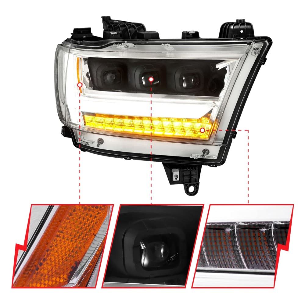 19-20 Dodge Ram 1500 Tradesman Aridex LED Projector Headlights Plank Style w/Sequential Black (Pass.) (111495-R)