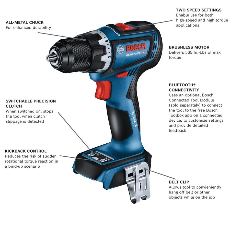 BOSCH 18V GSR18V-800CN Brushless Connected-Ready 1/2 In. Drill/Driver (Bare Tool)