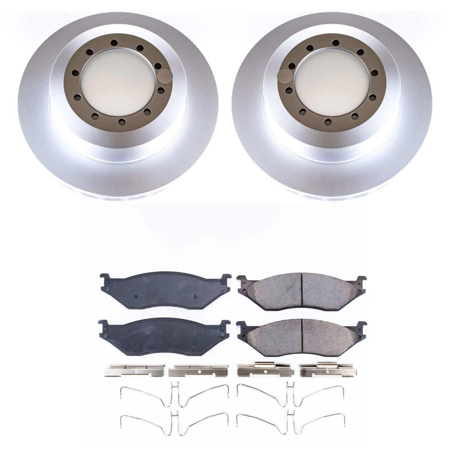 Power Stop Z17 Front and Rear Coated Rotor Brake Kit-Coated Rotors and Ceramic Brake Pads For Ford F-53 Motorhome Chassis, Ford F-59 Commercial Stripped Chassis [Model Specific]