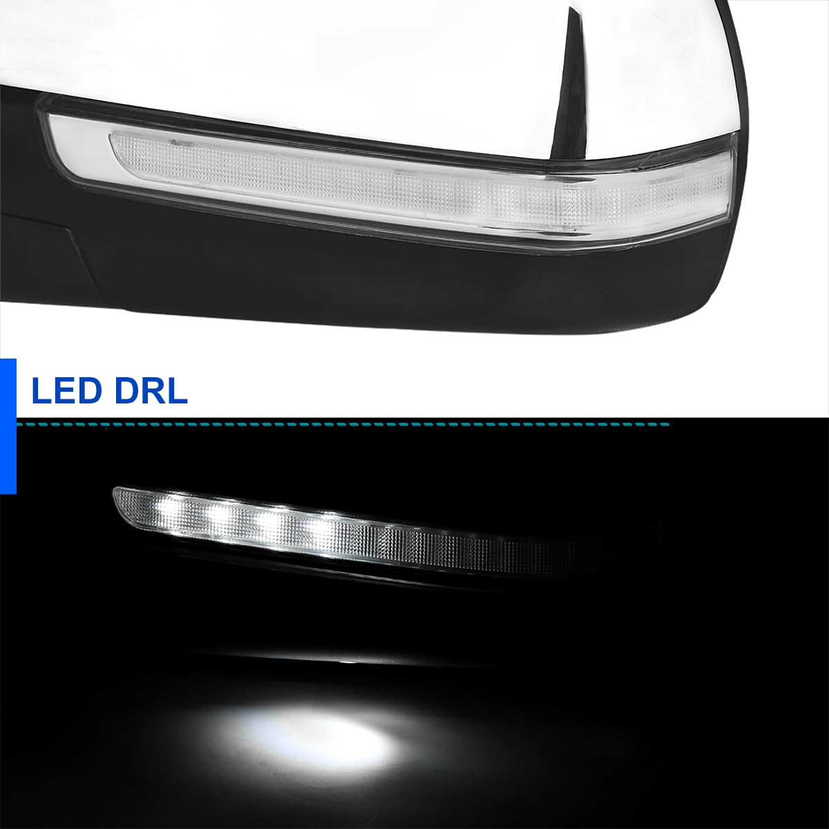Spec-D Tuning Chrome Power Folding Mirror Left Driver Side w/LED Turn Signal Compatible with 2014-2018 Chevy Silverado, GMC Sierra