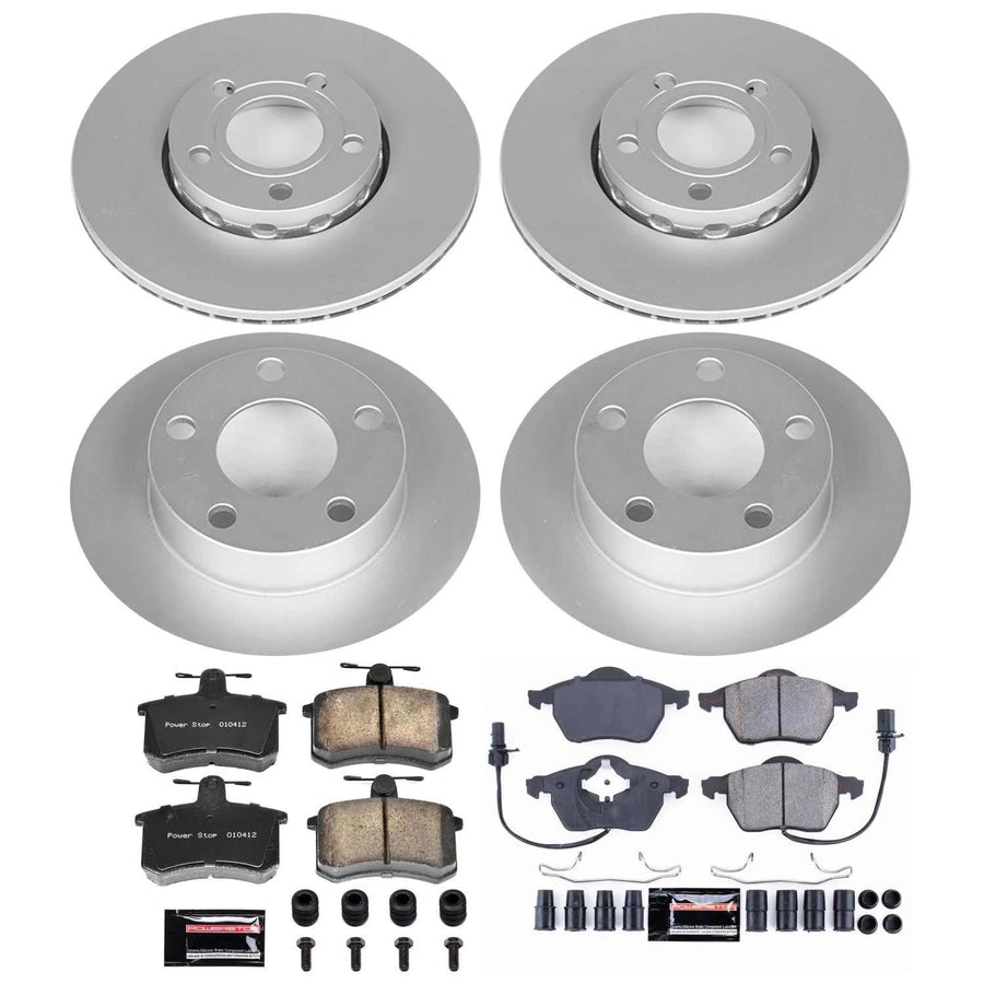 Power Stop Z23 Evolution Geomet Coated Brake Kit Front and Rear For Audi A4 Quattro 1999-2001 [Model Specific]