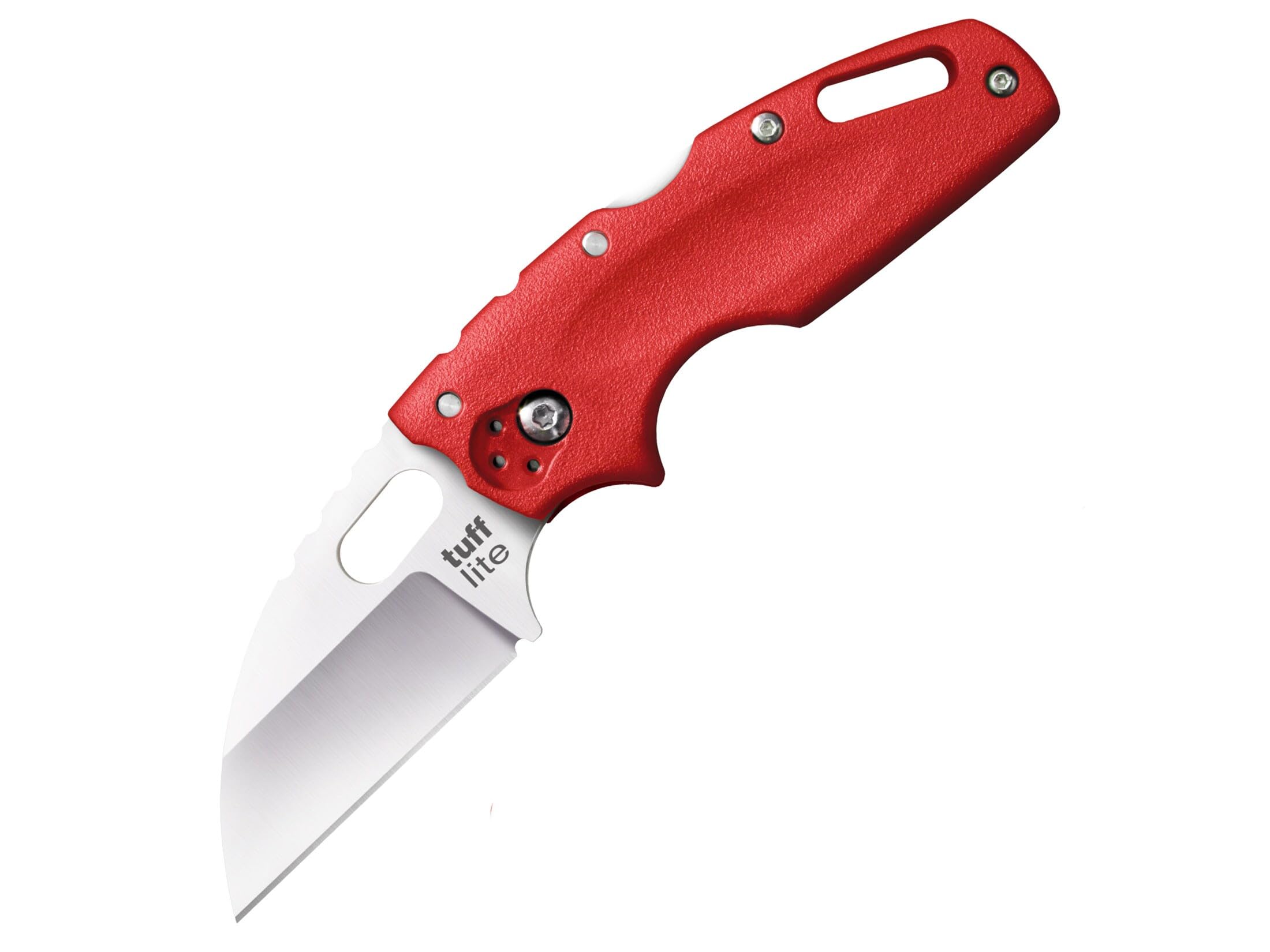 Cold Steel 2.5" Tuff Lite AUS8A Sheepsfoot Razor-Sharp Plain Blade 3.5" Griv-Ex Red Handle Pocket Folding Knife, Boxed