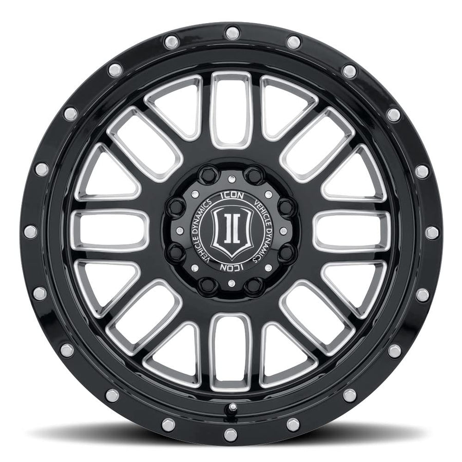 Alpha ICON Alloys, Gloss Black, Milled Windows, 20x9 / 8x6.5, 19mm OS, 5.75" BS, 1220908057GBMW