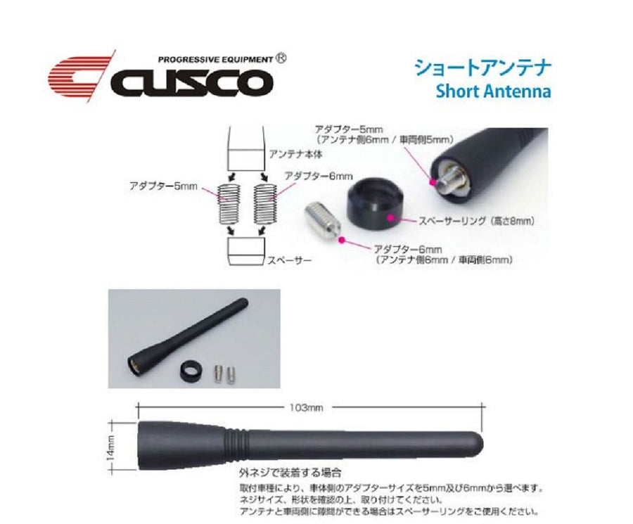 Black Cusco Short Antenna in Side Thread limited reception radio band