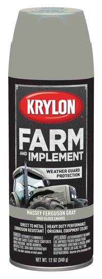 Krylon Spray Paint Farm & Implement, High Gloss, Massey Ferguson Gray, 12 oz