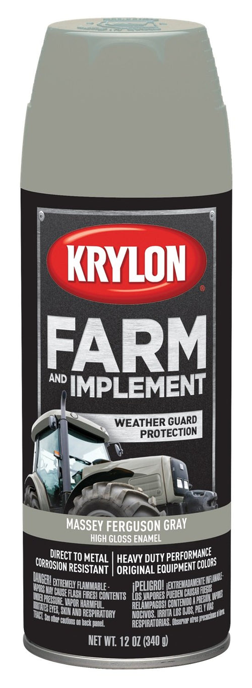 Krylon Spray Paint Farm & Implement, High Gloss, Massey Ferguson Gray, 12 oz