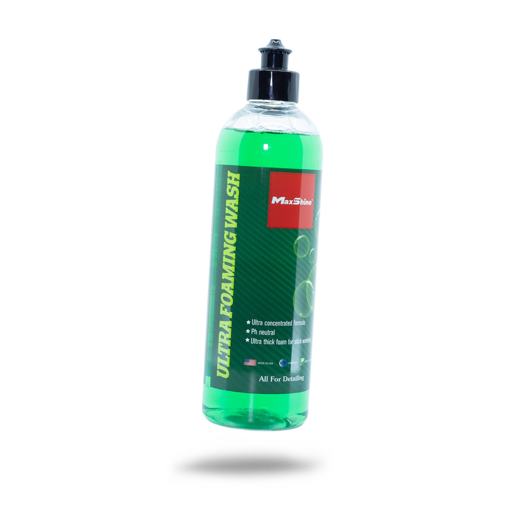 Ultra Foaming Maxshine Car Wash Soap | 16oz, Green, pH-Balanced, Eco-Friendly | Foaming Action, Safe on All Finishes, Fresh Scent | Cleans Painted Surfaces