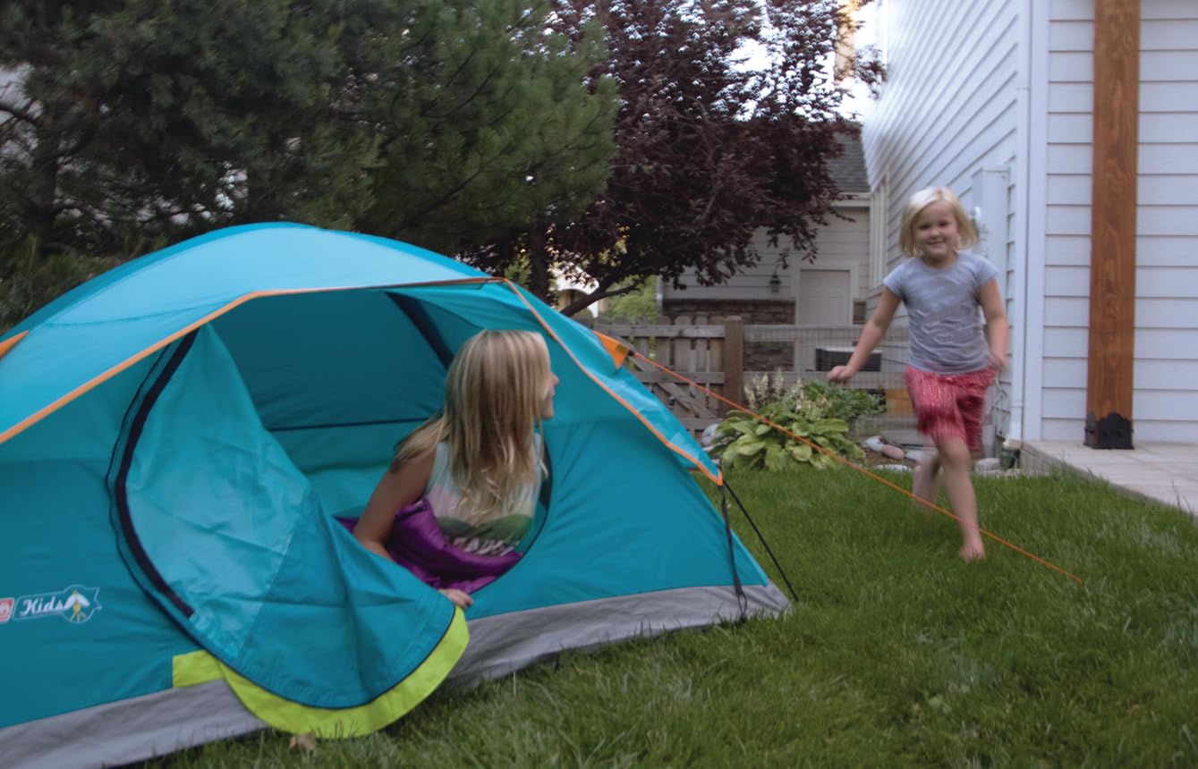 Coleman Kids 2-Person Wonder Lake Tent Glow-In-The-Dark for Campsite Backyard or Indoor Use Sets Up in About 10 Minutes Rainfly Included