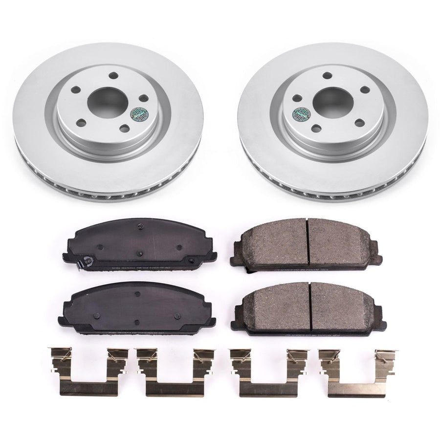 Power Stop Front Coated Brake Rotors and Z17 Ceramic Brake Pads Kit CRK5529 For Pontiac G8 2008-2009 [Model Specific]