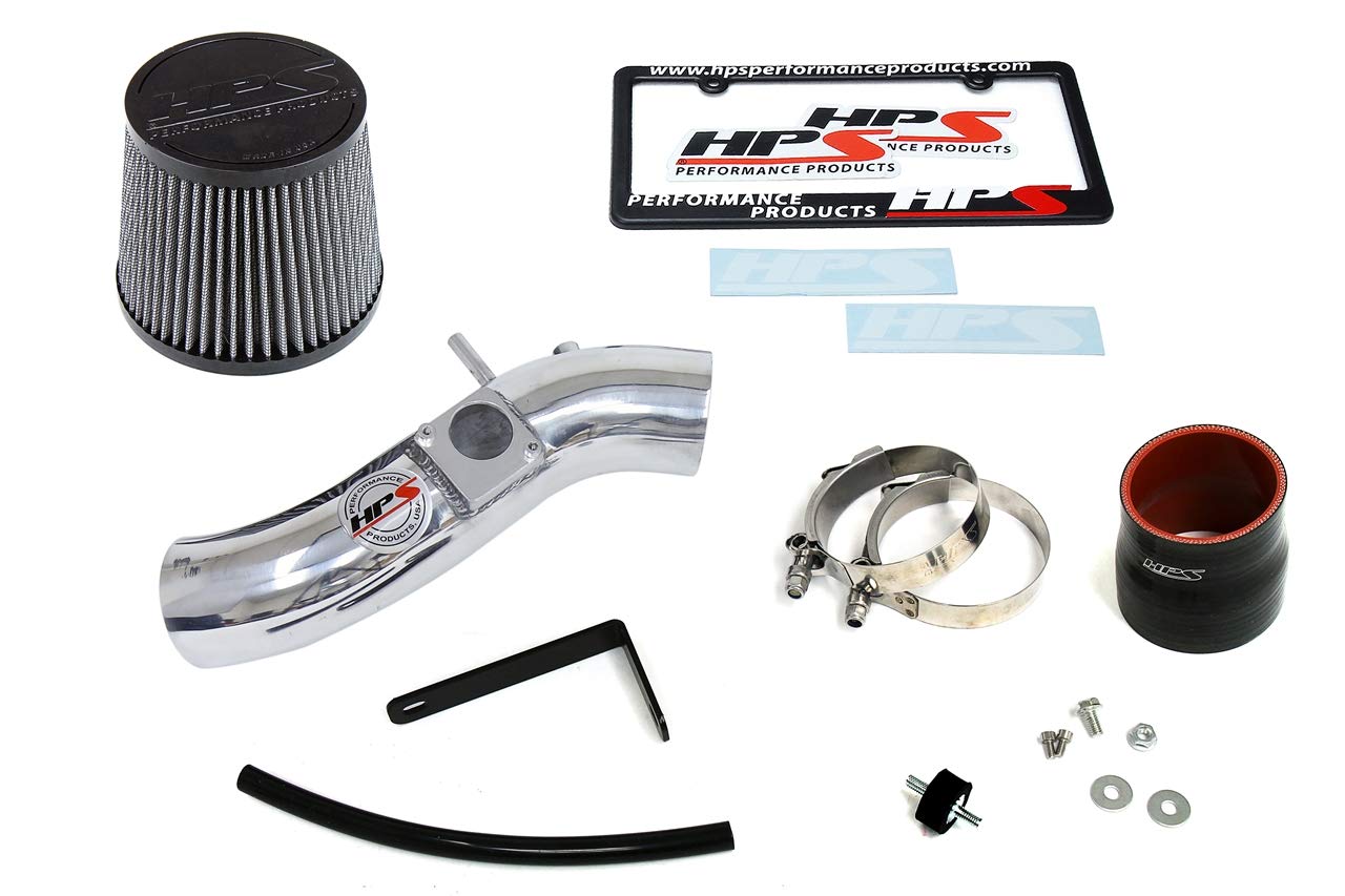 HPS Performance Shortram Polish Air Intake Kit Cool Ram Compatible for 2003-2004 Pontiac Vibe 1.8L Toyota Corolla 1.8L Matrix 1.8L 1ZZ-FE, 827-513P