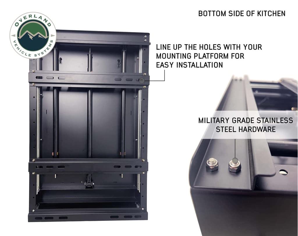 Camp Cargo Box Kitchen Overland Vehicle Systems with Slide Out Sink, Cooking Shelf and Work Station - Aircraft Grade Aluminum with Stainless Steel Hardware - for SUV, Truck, or Trailer