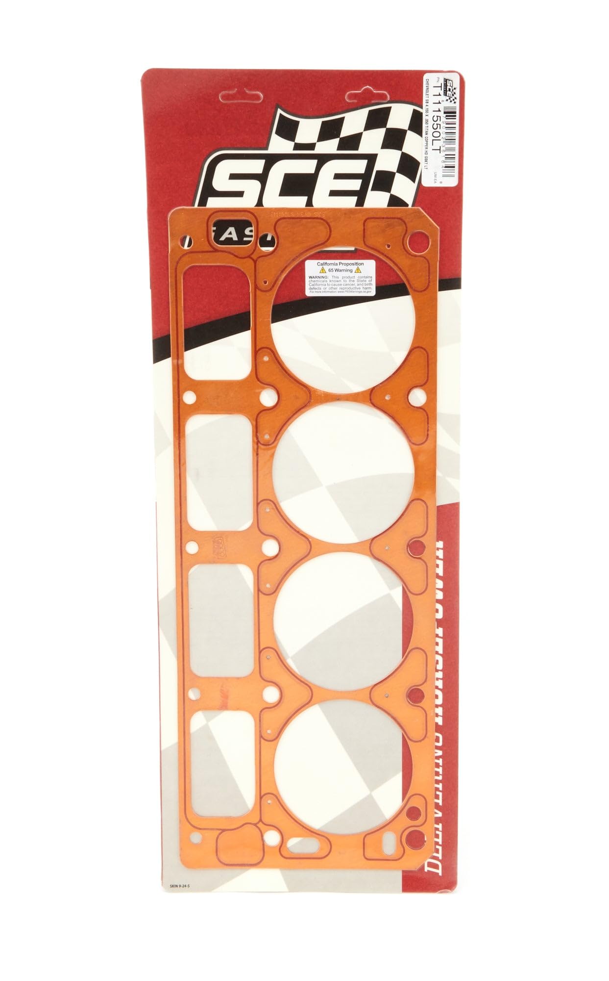 Titan SCE Gaskets T111550LT Cylinder Head Gasket - 4.155 in Bore - 0.050 in Compression Thickness - Copper - Small Block Chevy - Each