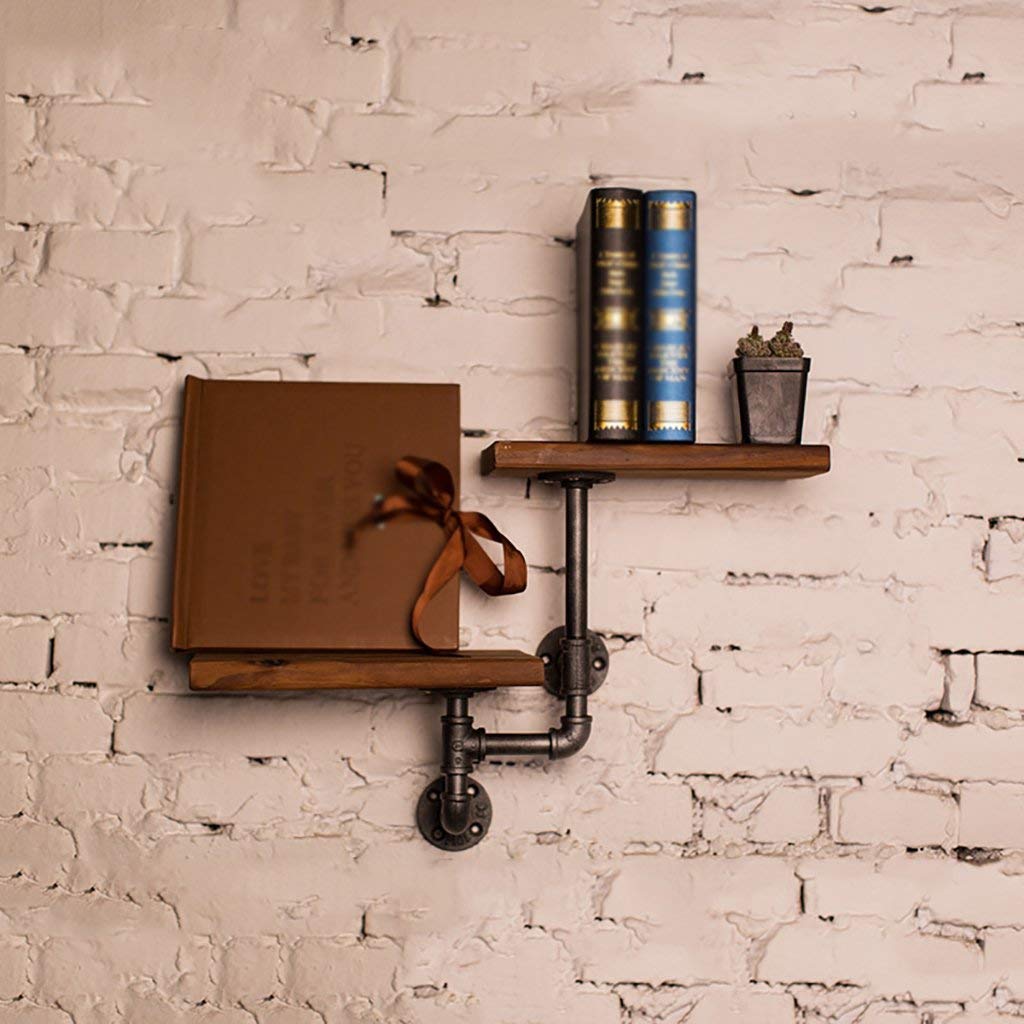 YIMJ Water Pipe Rack Coat Rack Industrial Wind Creative Wall Decoration Solid Wood Flower Stand, B