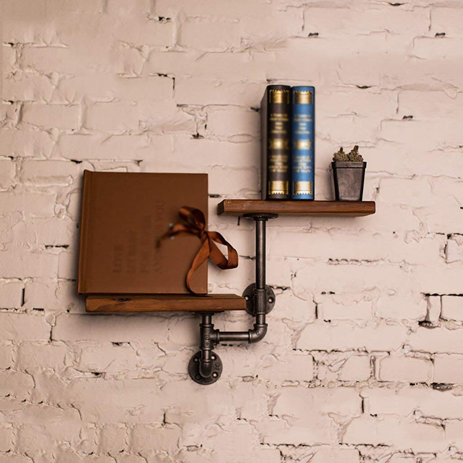 YIMJ Water Pipe Rack Coat Rack Industrial Wind Creative Wall Decoration Solid Wood Flower Stand, B