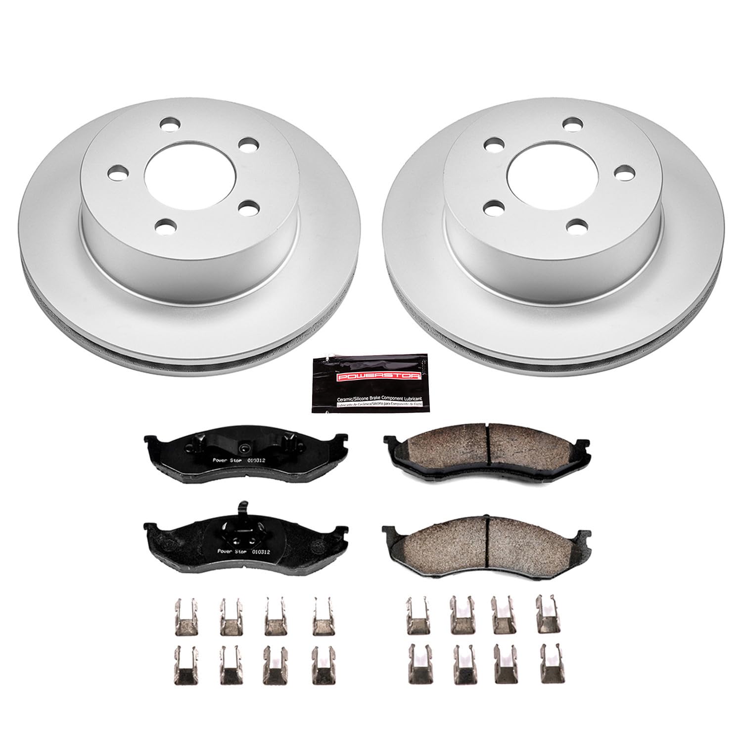 Power Stop CRK2152 Brake Rotor & Coated Ceramic Brake Pads- front For Jeep Cherokee 1999-2001, Jeep Wrangler 1999-2006 [Model Specific]