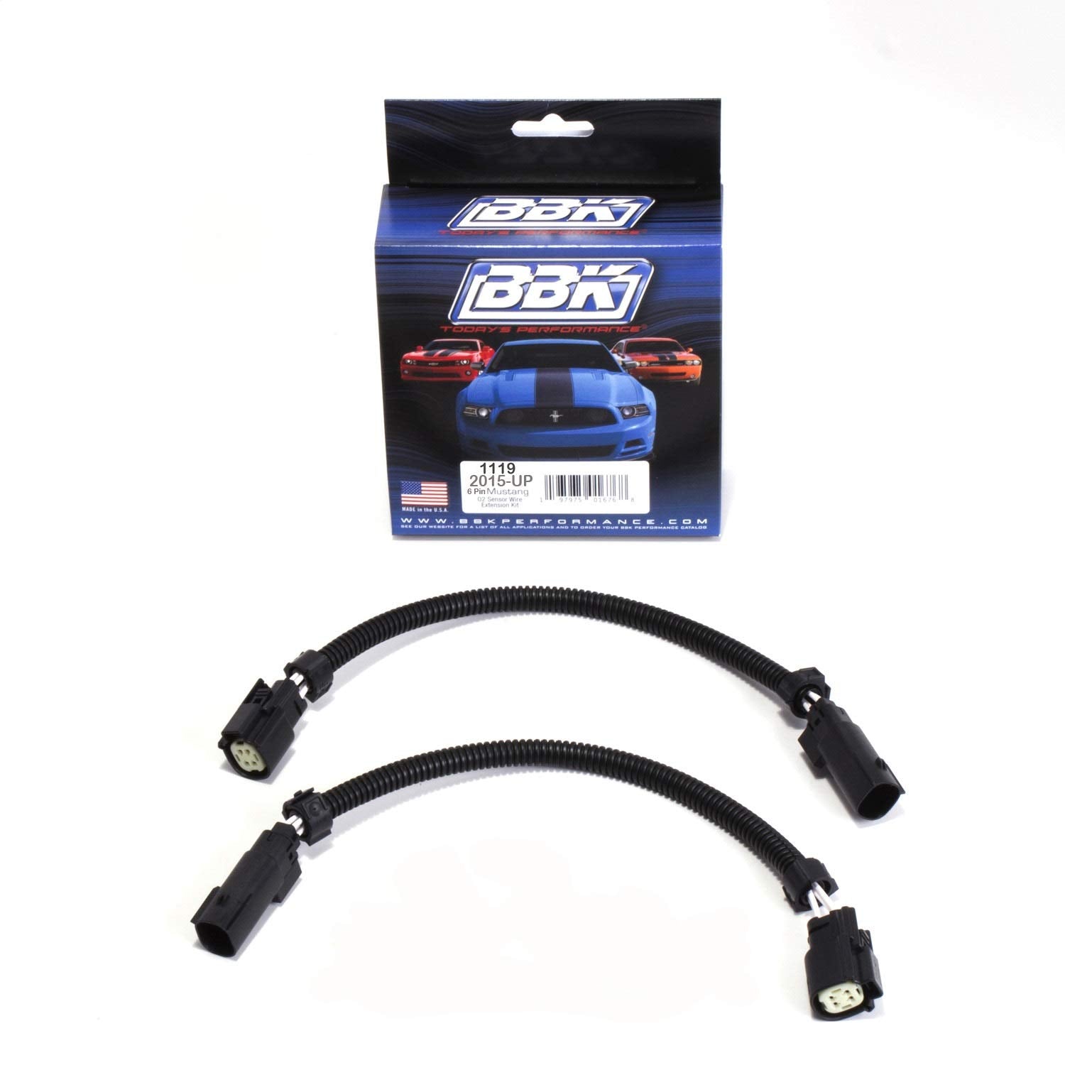 O2 Sensor Wire Extension Harness Bbk Performance Parts 1119 Oem Style Factory Connectors 12 In. Length Front Direct Plug In Pair Black