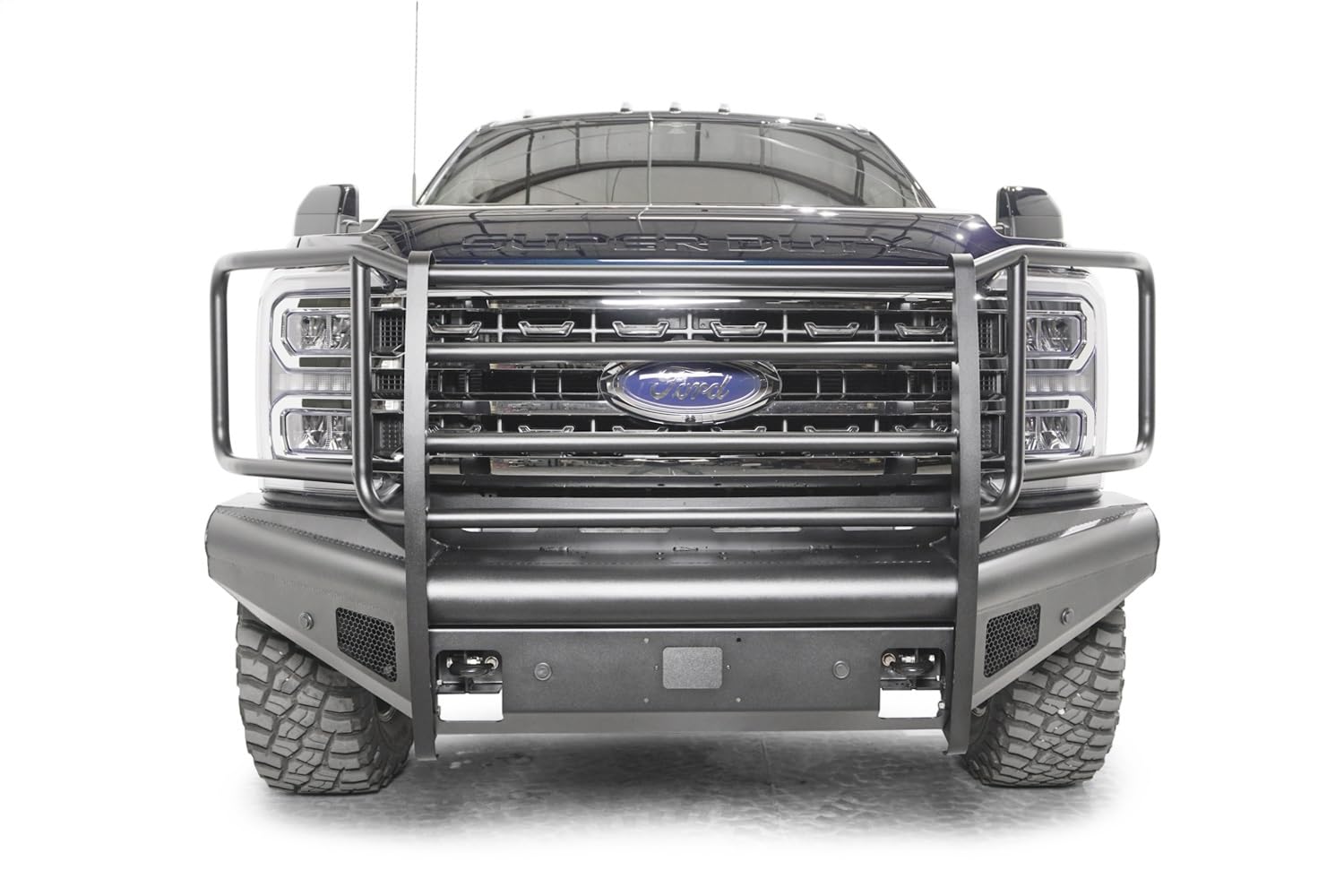 Fab Fours Elite Front Bumper FS23-Q5960-1 fits 2023 Ford F-350 Super Duty - Black Steel - w/Full Grill Guard - Sensor Compatible - Black Matte