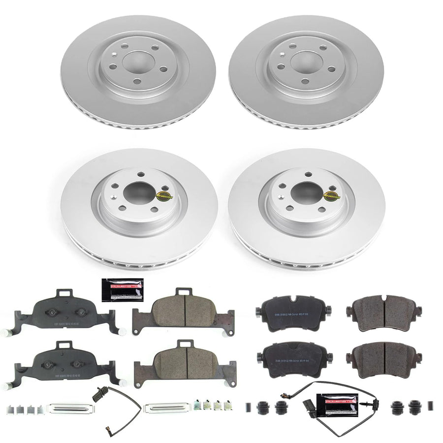 Power Stop Z23 Coated Rotor Kit CRK7531 Front and Rear, Carbon Ceramic Brake Pads For A4, A4 Quattro, A4 allroad, A5 Quattro, A5 Sportback [Model Specific]