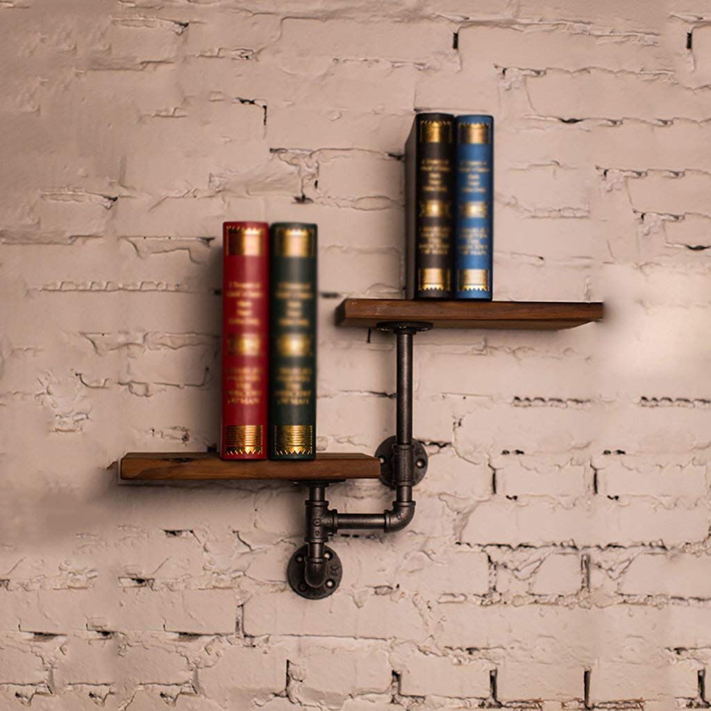 YIMJ Water Pipe Rack Coat Rack Industrial Wind Creative Wall Decoration Solid Wood Flower Stand, B