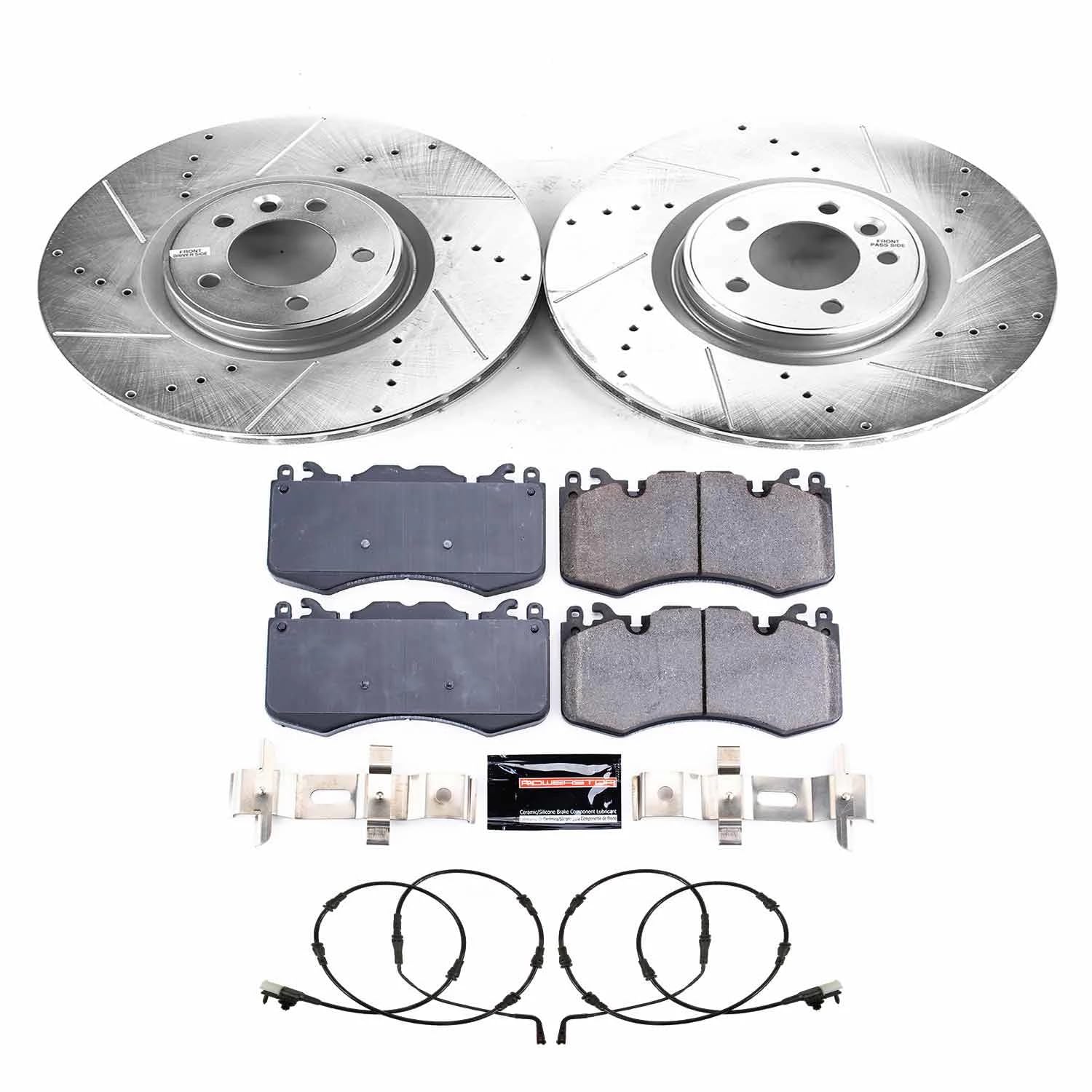 Power Stop K8473 Z23 Carbon Fiber Brake Pads with Drilled & Slotted Brake Rotors Kit Front