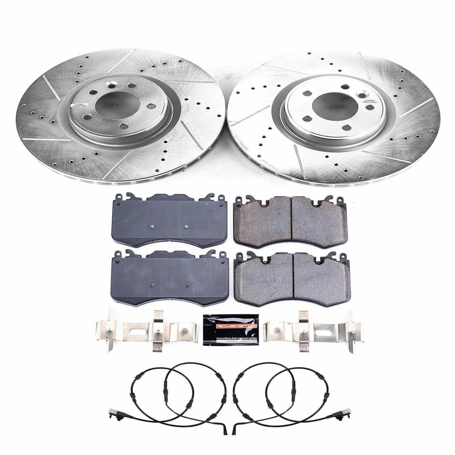 Power Stop K8473 Z23 Carbon Fiber Brake Pads with Drilled & Slotted Brake Rotors Kit Front